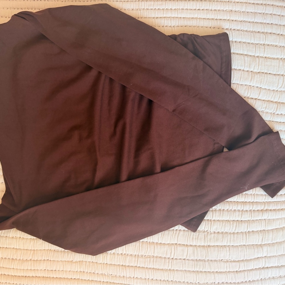 J. Crew Brown Asymmetric One-Shoulder Long Sleeve Top - Picture 4 of 7